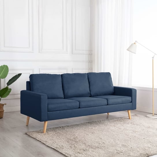 3-osobowa sofa, niebieska, tapicerowana tkaniną vidaXL