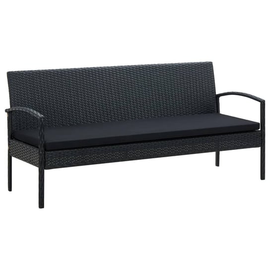 3-osobowa sofa ogrodowa z poduszką, czarna, polirattan vidaXL