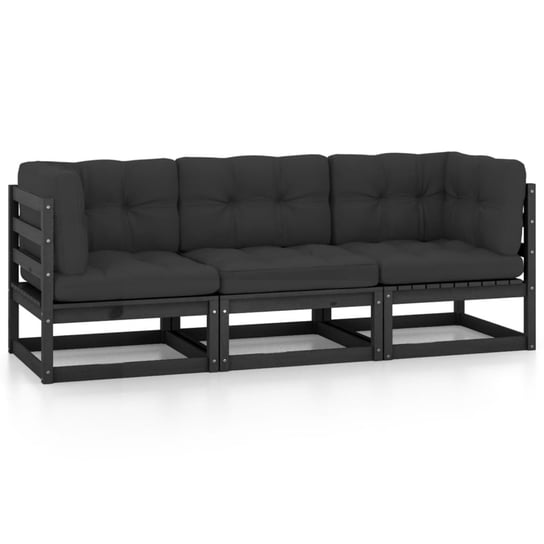 3-osobowa sofa ogrodowa z poduszkami, lite drewno sosnowe vidaXL