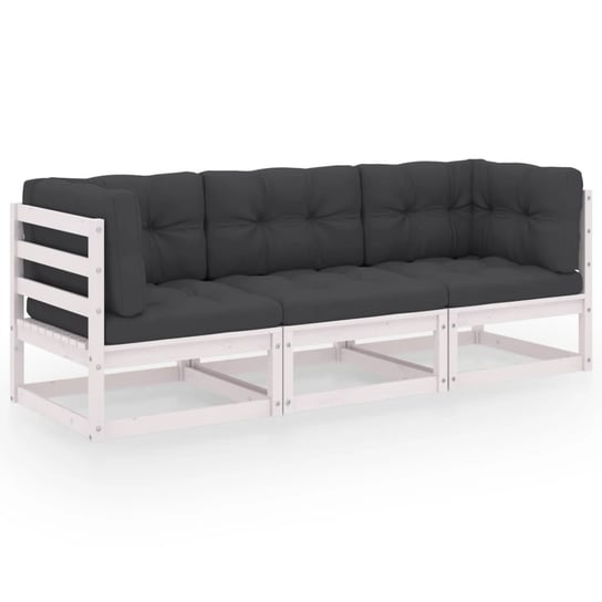 3-osobowa sofa ogrodowa z poduszkami, lite drewno sosnowe vidaXL