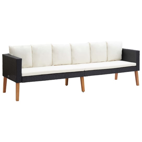 3-osobowa sofa ogrodowa z poduszkami, rattan PE, czarny vidaXL