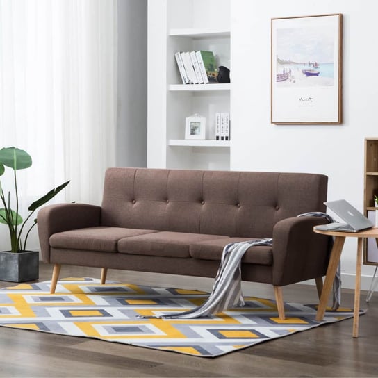 3-osobowa sofa tapicerowana tkaniną, brązowa, 186x71x79 cm vidaXL