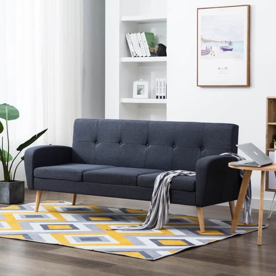 3-osobowa sofa tapicerowana tkaniną, ciemnoszara, 186x71x79 cm vidaXL