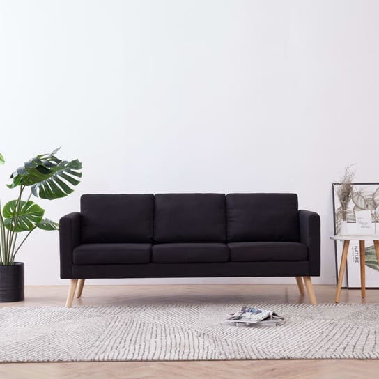 3-osobowa sofa tapicerowana tkaniną, czarna vidaXL