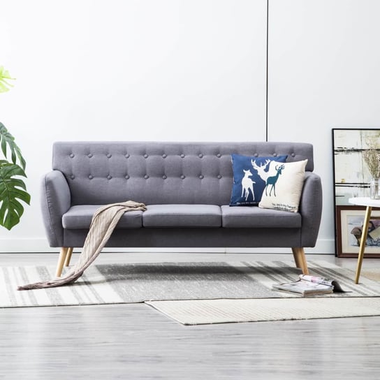 3-osobowa sofa tapicerowana tkaniną vidaXL, jasnoszara, 172x70x82 cm vidaXL