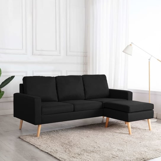 3-osobowa sofa z podnóżkiem, czarna, tapicerowana tkaniną vidaXL