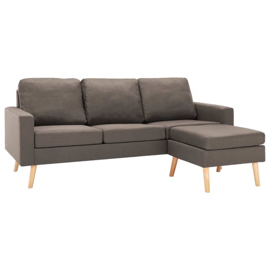 3-osobowa sofa z podnóżkiem, kolor taupe, tapicerowana tkaniną vidaXL