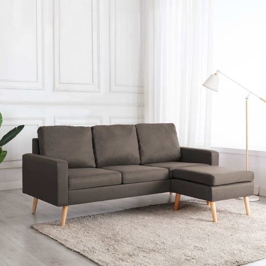 3-osobowa sofa z podnóżkiem, kolor taupe, tapicerowana tkaniną vidaXL