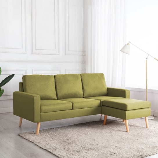 3-osobowa sofa z podnóżkiem, zielona, tapicerowana tkaniną vidaXL