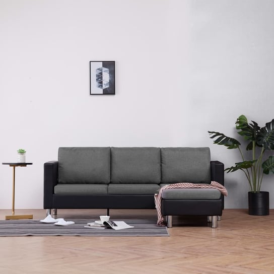 3-osobowa sofa z poduszkami, czarna, sztuczna skóra vidaXL