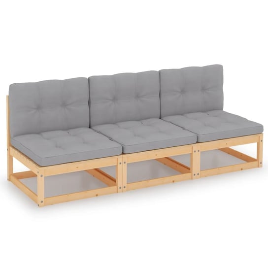 3-osobowa sofa z poduszkami, lite drewno sosnowe vidaXL