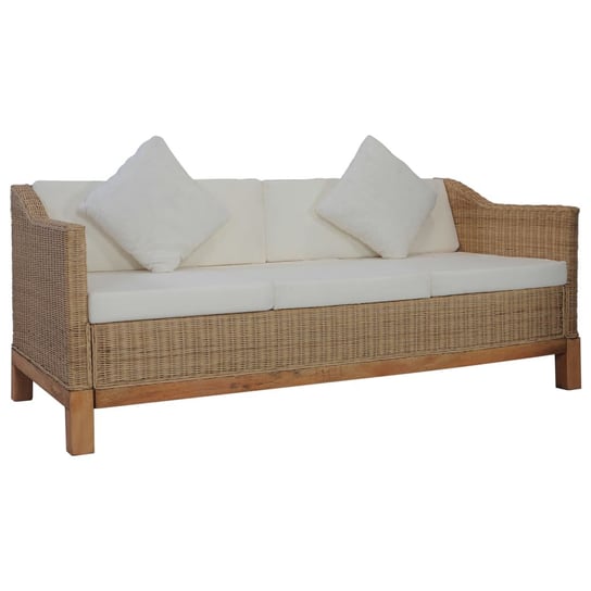 3-osobowa sofa z poduszkami, naturalny rattan vidaXL