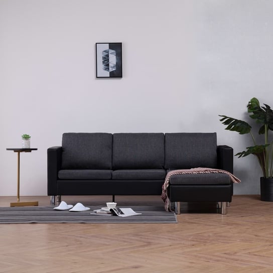 3-osobowa sofa z poduszkami vidaXL, czarna, sztuczna skóra vidaXL