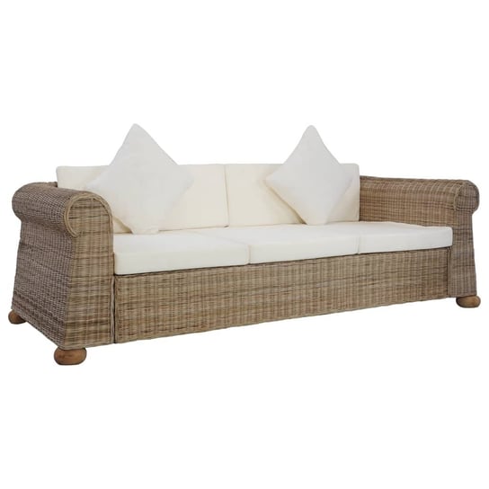 3-osobowa sofa z poduszkami vidaXL, naturalny rattan vidaXL