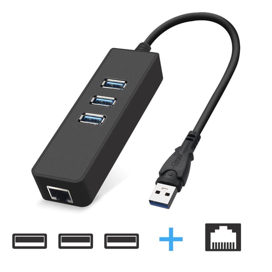 3 portowy HUB USB 3.0 ze złączem Ethernet 1Gbps na RJ45 LAN 1x3 Inna marka