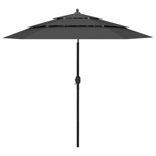 3-poziomowy parasol na aluminiowym słupku, antracytowy, 2,5 m vidaXL