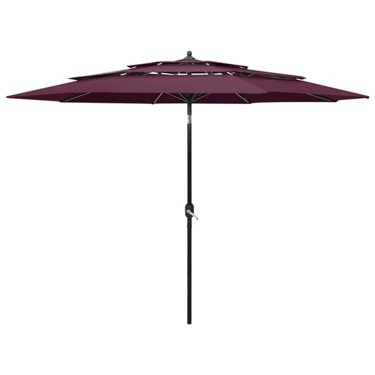 3-poziomowy parasol na aluminiowym słupku, bordowy, 3 m vidaXL