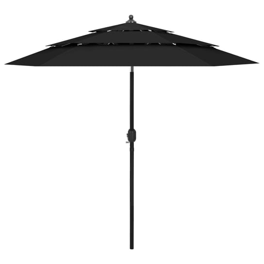 3-poziomowy parasol na aluminiowym słupku, czarny, 2,5 m vidaXL