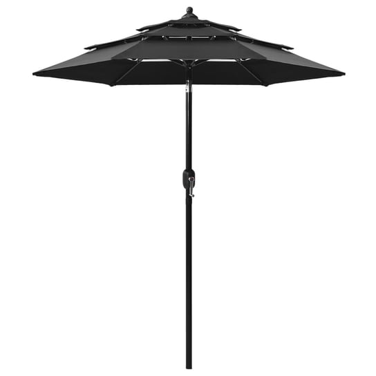 3-poziomowy parasol na aluminiowym słupku, czarny, 2 m vidaXL