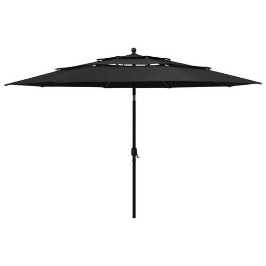3-poziomowy parasol na aluminiowym słupku, czarny, 3,5 m vidaXL