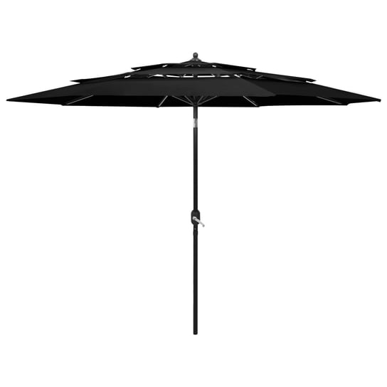 3-poziomowy parasol na aluminiowym słupku, czarny, 3 m vidaXL