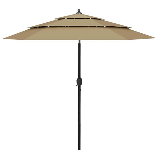 3-poziomowy parasol na aluminiowym słupku, taupe, 2,5 m vidaXL