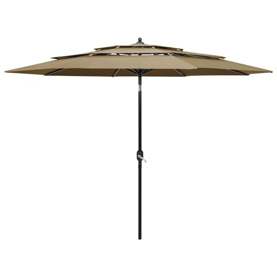 3-poziomowy parasol na aluminiowym słupku, taupe, 3 m vidaXL