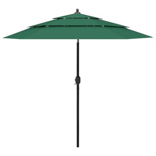 3-poziomowy parasol na aluminiowym słupku, zielony, 2,5 m vidaXL