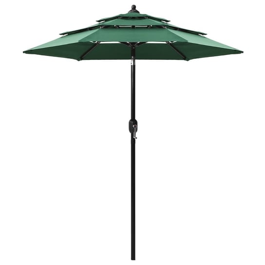 3-poziomowy parasol na aluminiowym słupku, zielony, 2 m vidaXL