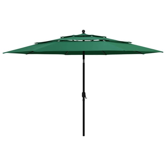 3-poziomowy parasol na aluminiowym słupku, zielony, 3,5 m vidaXL
