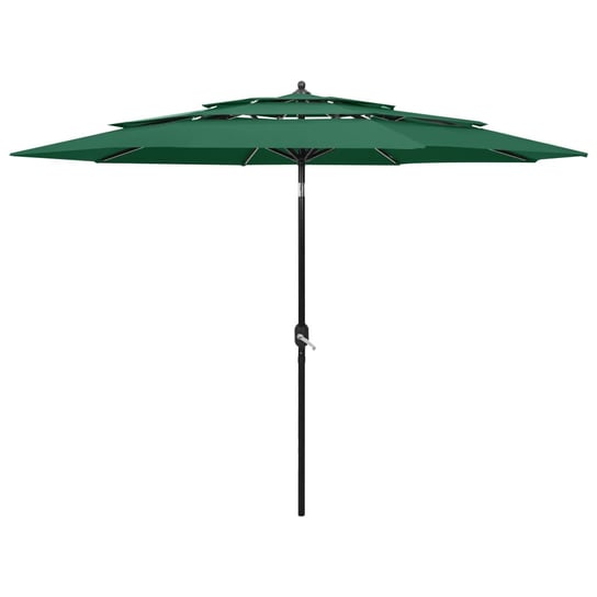 3-poziomowy parasol na aluminiowym słupku, zielony, 3 m vidaXL