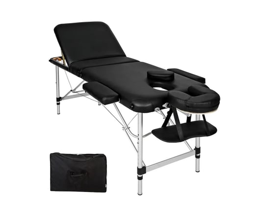 3-strefowy stół do masażu z 5 cm wyściółką i aluminiową ramą czarny Inna marka