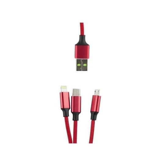 3 w 1 Micro-USB, Typ C, Lightning na USB 1,2 m - Czerwony Inna marka