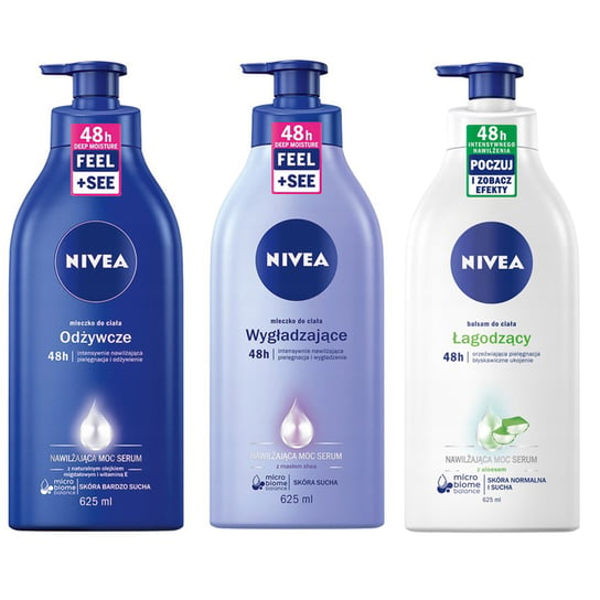 3 X Nivea Mleczka Do Ciałaa Z Pompką 625ml Nivea