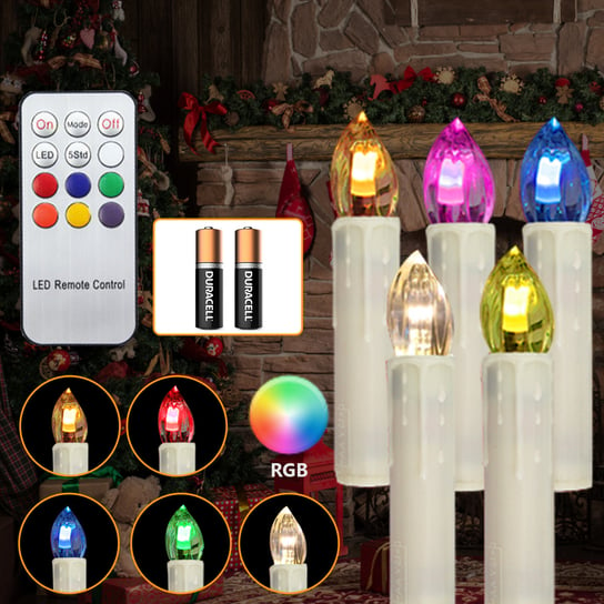 30 -krotnie świece LED świece świąteczne świąteczne dekoracje RGB z timerem ciepłą białą+RGB z baterią Einfeben