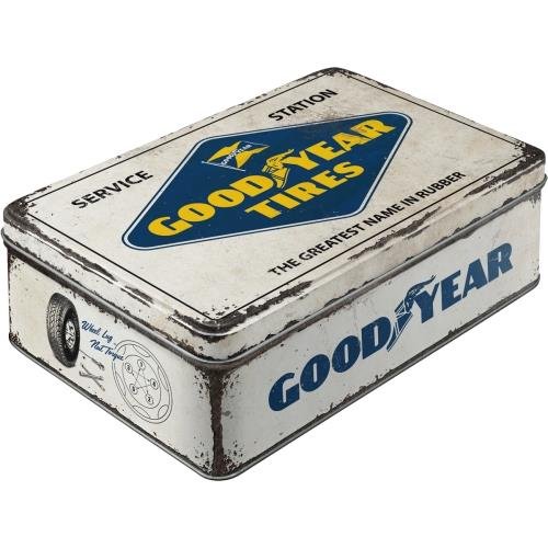 30745 Puszka Płaska Goodyear - Logo Whit Nostalgic-Art Merchandising