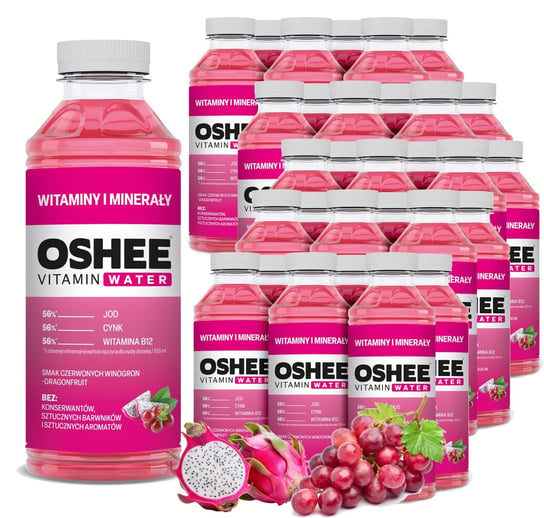 30x OSHEE Vitamin Water Witaminy i Minerały 555 ml Oshee