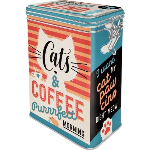 31125 Puszka z klipsem Cats & Coffee Nostalgic-Art Merchandising