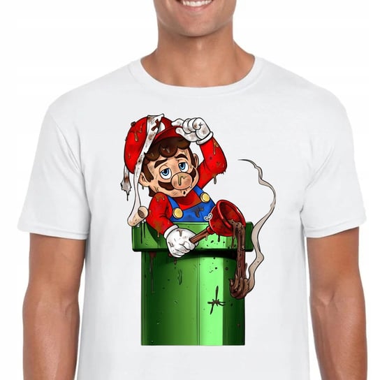 3307 Mario Bros Koszulka Śmieszna Zatkana Rura S Inna marka