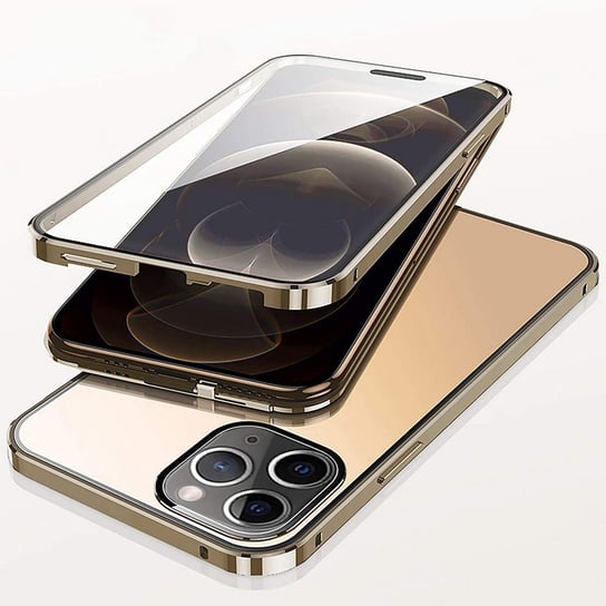 360° AluGlass Case etui magnetyczne aluminium + szkło do iPhone 11  (Gold) D-pro