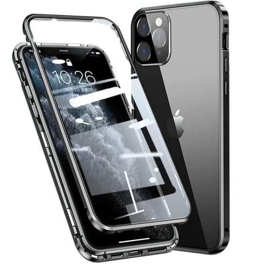 360° AluGlass Case etui magnetyczne aluminium + szkło do iPhone X/XS (Black) D-pro