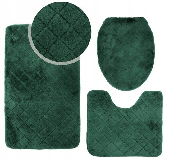 3cz komplet dywaników łazienkowych 45x75 OSLO TPR DESIGN  ciemna zieleń Kontrast