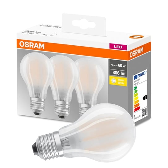 3pak Żarówka Led E27 A60 7w 60w 806lm 2700k Ciepła 300° Filament