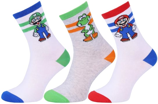 3x Chłopięce, długie skarpetki Super Mario 3-6 lat 26.5-30.5 Super Mario