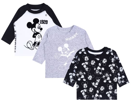 3x Czarno-białe bluzki niemowlęce Mickey DISNEY Disney