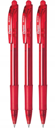 3x Długopis Pentel BK-417 automatyczny czerwony Pentel