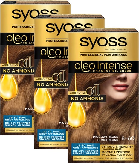 3X Farba Do Włosów Miodowy Blond Bez Amoniaku Syoss Syoss