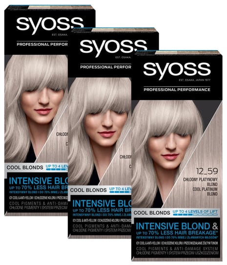 3X Farba Do Włosów Platynowy Blond Rozjaśniająca Syoss