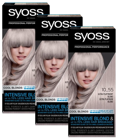 3X Farba Do Włosów Platynowy Blond Rozjaśniająca Syoss