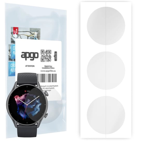 3x Folia hydrożelowa do Amazfit GTR 3 - apgo Smartwatch Hydrogel Protection Ochrona na ekran smartwatcha apgo
